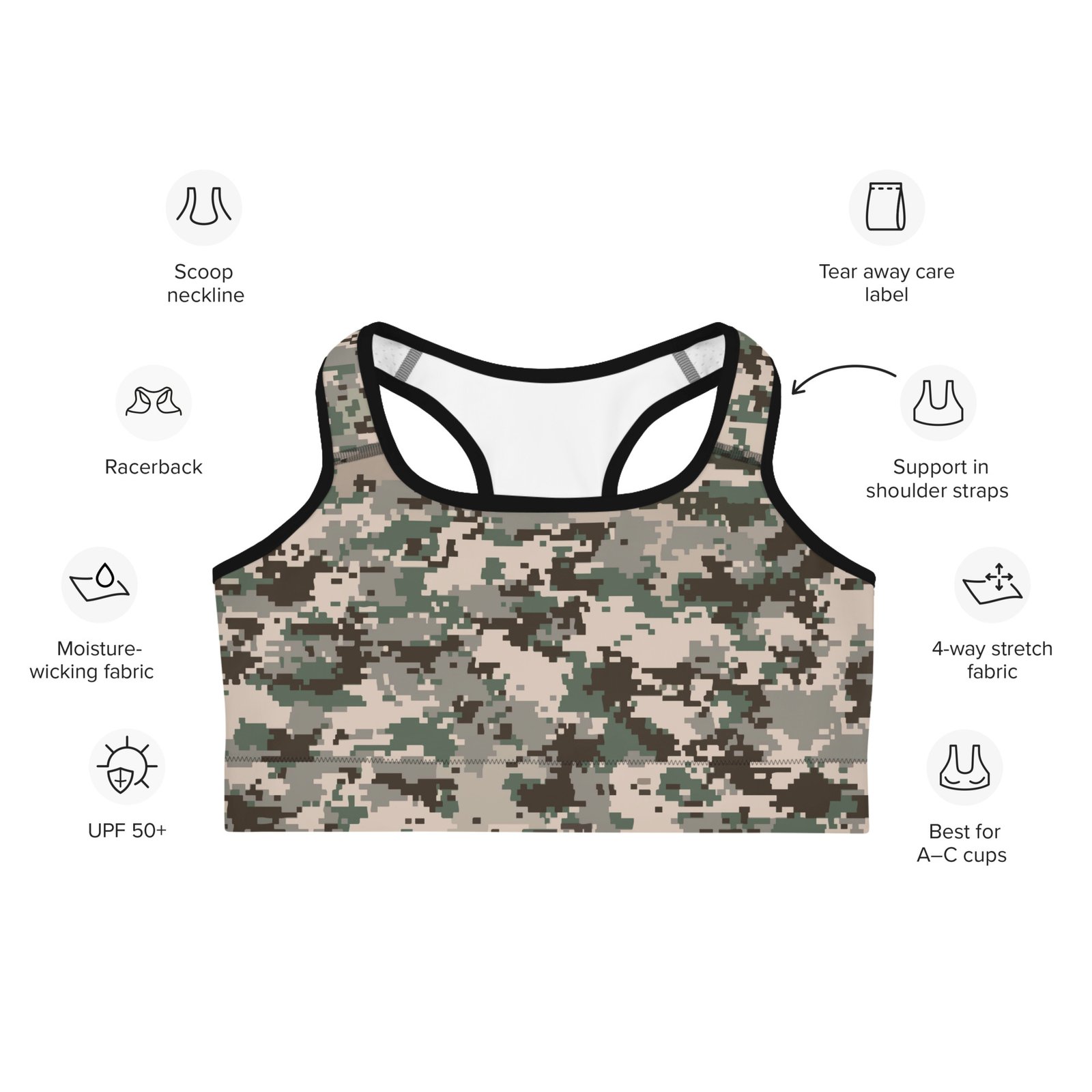 Green-Brown-Texture-Camo-Sports Bra - Image 5