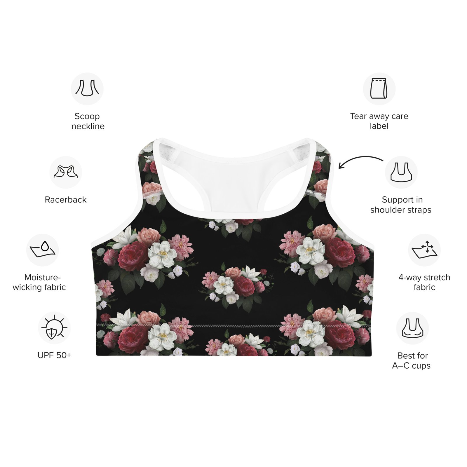 Colorful-Roses-Sports-Bra - Image 6