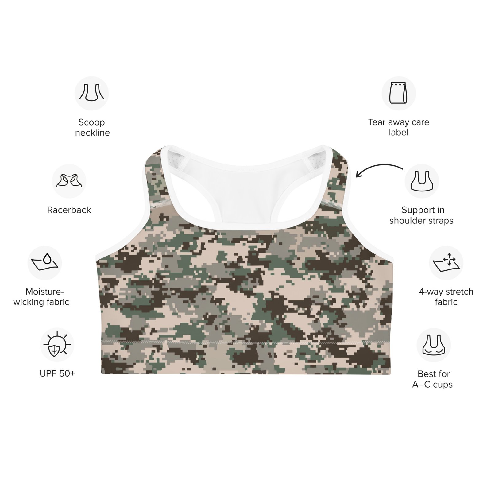 Green-Brown-Texture-Camo-Sports Bra - Image 6