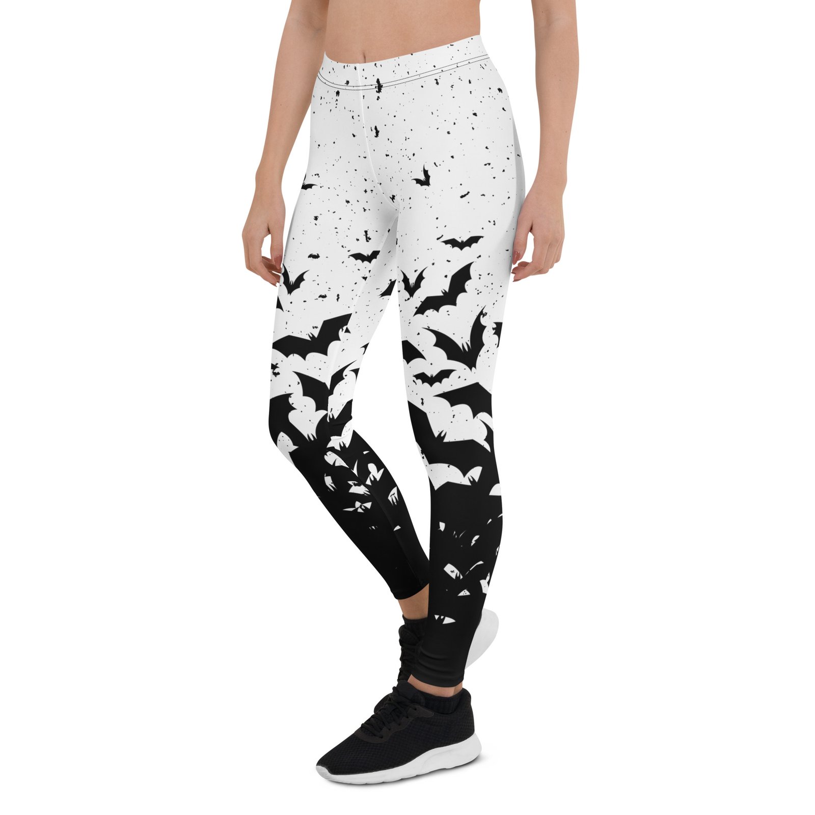 Black & White Bats Halloween Leggings