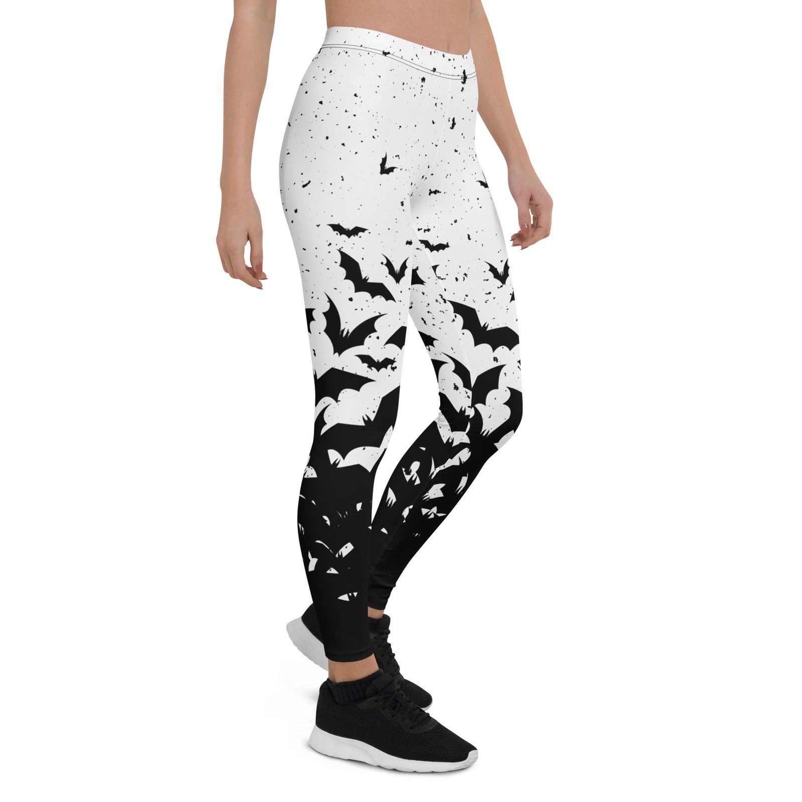 Black & White Bats Halloween Leggings - Image 2