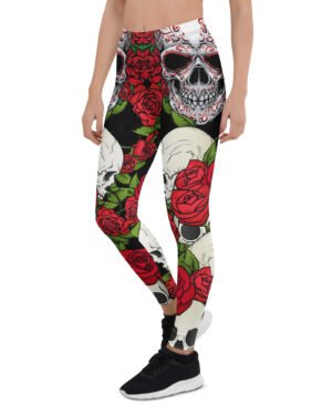 Red Sugar Skull Leggings