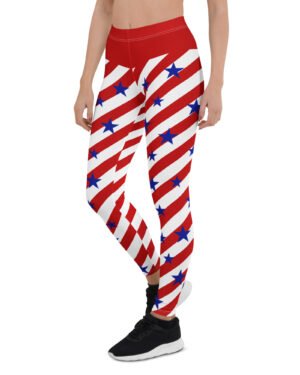 Red Stripes with Blue Stars USA Flag Inspired Leggings